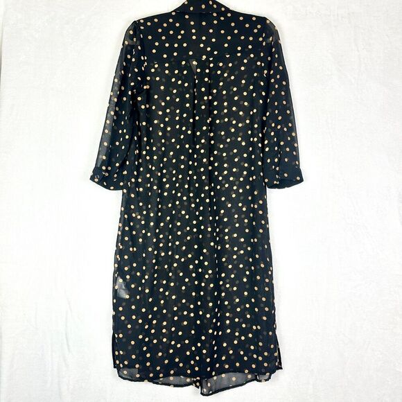 Seraphine Sheer Polka Dot Midi Shirt Dress Size 2 Maternity Black Chiffon - Picture 2 of 6